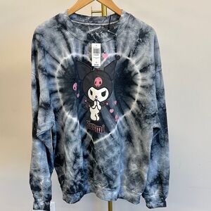 KUROMI Tie-Dye Crew Neck Sweater - Black & Gray WOMEN SIZE LARGE